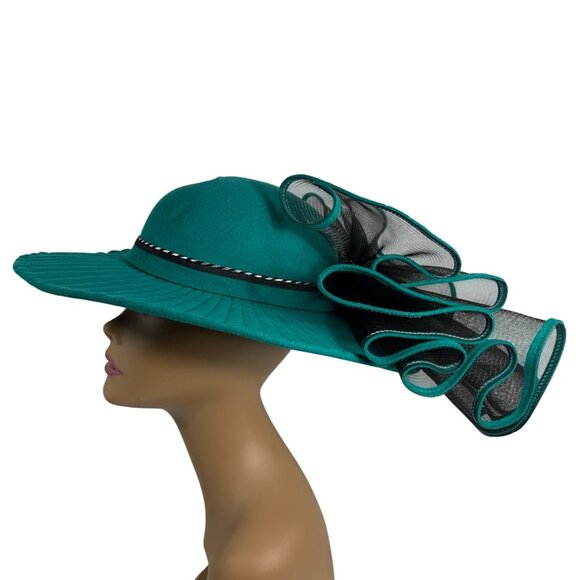 VTG Doeskin Felt Bollman Statement Derby Church Wedding Hat Large Netted Bow - Picture 1 of 7